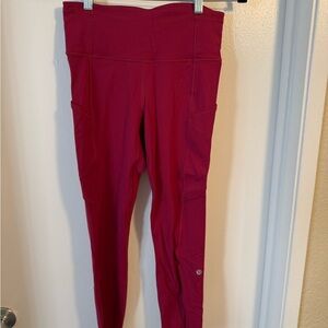 Lululemon Fast and Free 25” Leggings Pomegranate